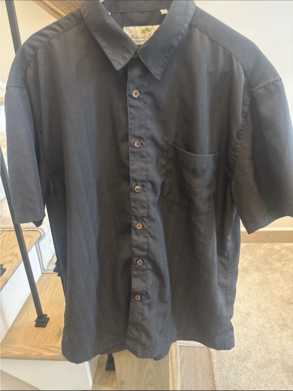 Milano Black Short-Sleeve Button-Down Shirt